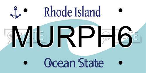 MURPH6 Rhode Island License Plate