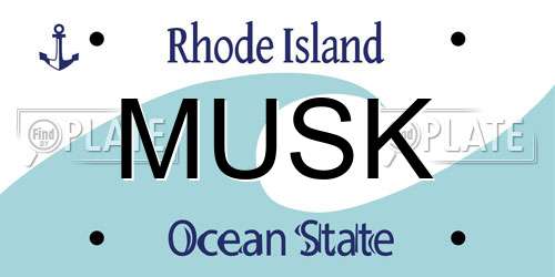 MUSK Rhode Island License Plate
