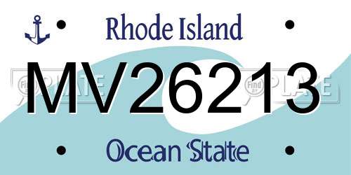MV26213 Rhode Island License Plate