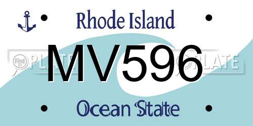 MV596 Rhode Island License Plate