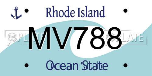 MV788 Rhode Island License Plate