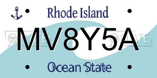 MV8Y5A Rhode Island License Plate