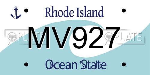 MV927 Rhode Island License Plate