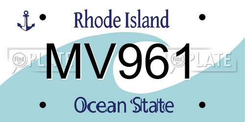 MV961 Rhode Island License Plate