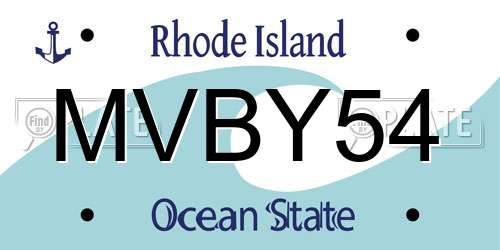 MVBY54 Rhode Island License Plate