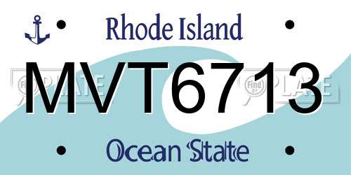 MVT6713 Rhode Island License Plate