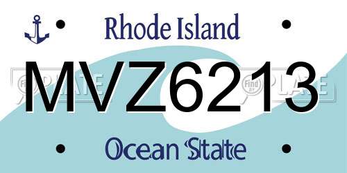MVZ6213 Rhode Island License Plate
