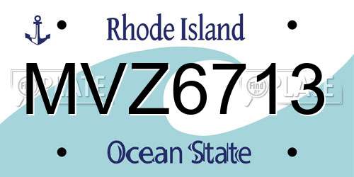 MVZ6713 Rhode Island License Plate
