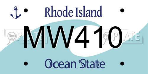 MW410 Rhode Island License Plate