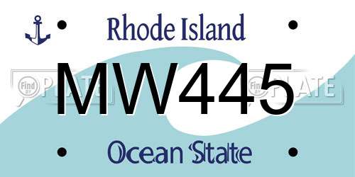 MW445 Rhode Island License Plate