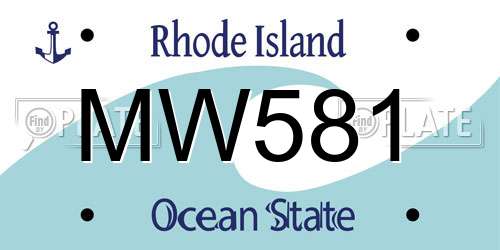 MW581 Rhode Island License Plate
