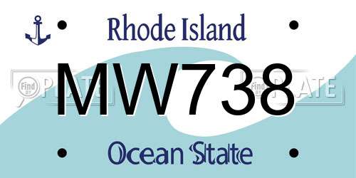 MW738 Rhode Island License Plate
