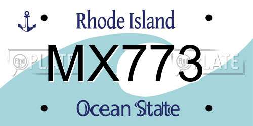 MX773 Rhode Island License Plate