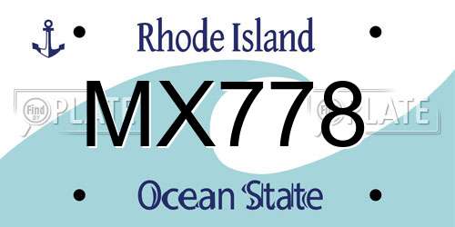 MX778 Rhode Island License Plate