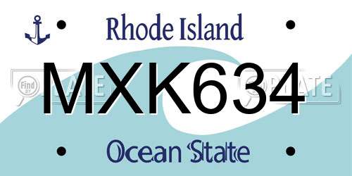 MXK634 Rhode Island License Plate
