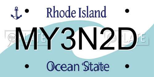 MY3N2D Rhode Island License Plate