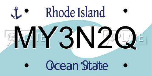 MY3N2Q Rhode Island License Plate
