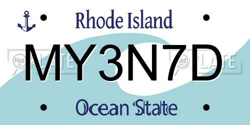MY3N7D Rhode Island License Plate