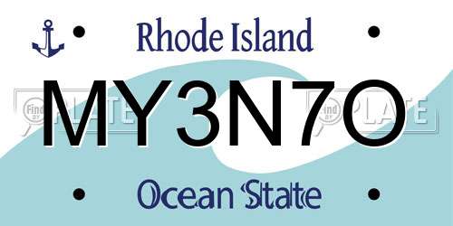 MY3N7O Rhode Island License Plate
