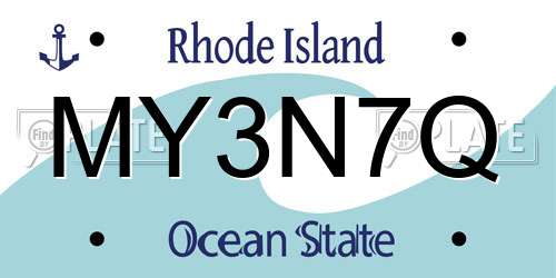 MY3N7Q Rhode Island License Plate