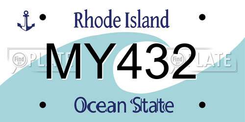 MY432 Rhode Island License Plate