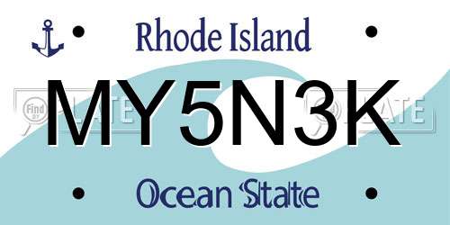 MY5N3K Rhode Island License Plate