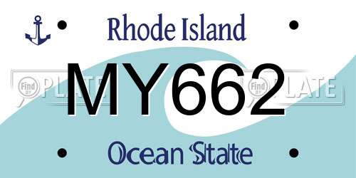 MY662 Rhode Island License Plate