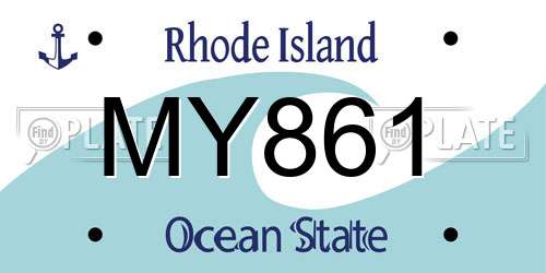 MY861 Rhode Island License Plate