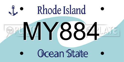 MY884 Rhode Island License Plate