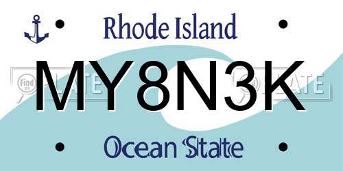 MY8N3K Rhode Island License Plate