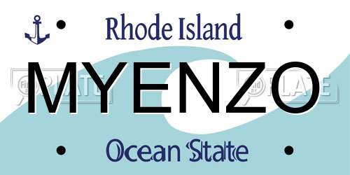 MYENZO Rhode Island License Plate