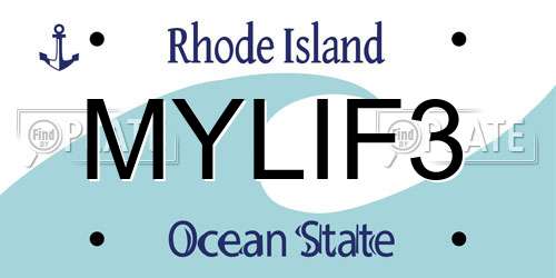 MYLIF3 Rhode Island License Plate