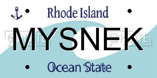 MYSNEK Rhode Island License Plate