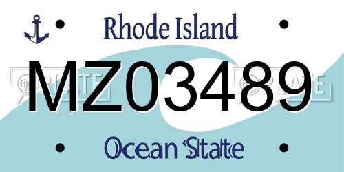 MZ03489 Rhode Island License Plate