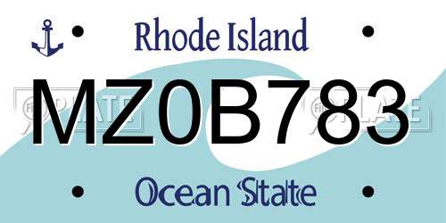 MZ0B783 Rhode Island License Plate