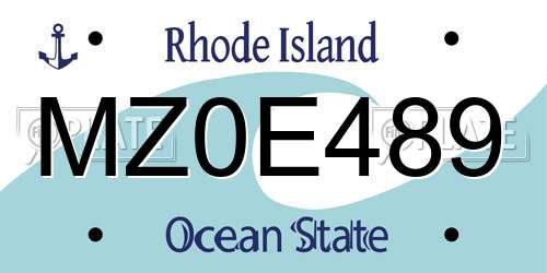 MZ0E489 Rhode Island License Plate