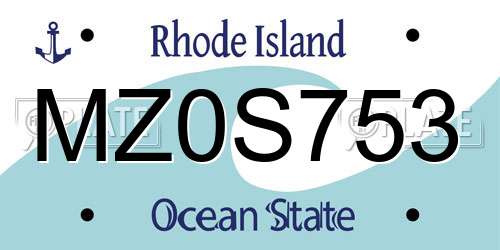 MZ0S753 Rhode Island License Plate