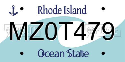 MZ0T479 Rhode Island License Plate