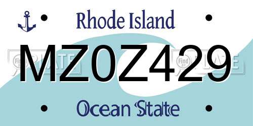 MZ0Z429 Rhode Island License Plate