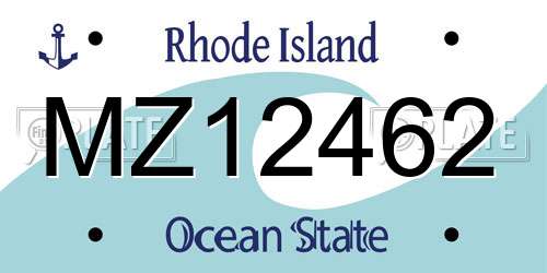 MZ12462 Rhode Island License Plate