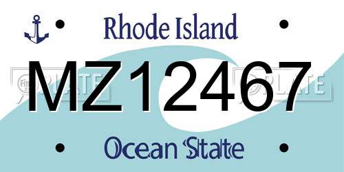 MZ12467 Rhode Island License Plate