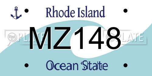 MZ148 Rhode Island License Plate
