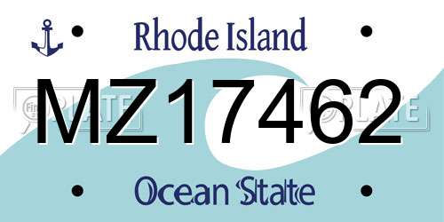 MZ17462 Rhode Island License Plate
