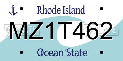 MZ1T462 Rhode Island License Plate