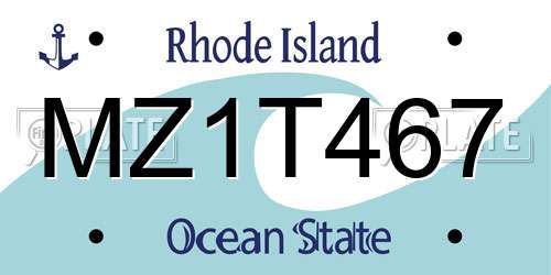 MZ1T467 Rhode Island License Plate