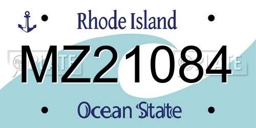 MZ21084 Rhode Island License Plate