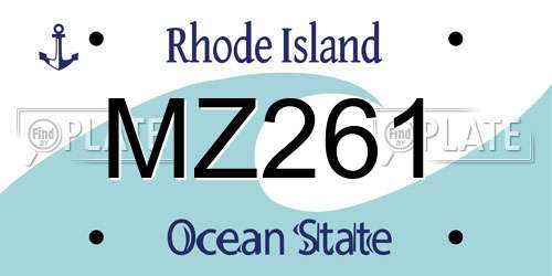 MZ261 Rhode Island License Plate