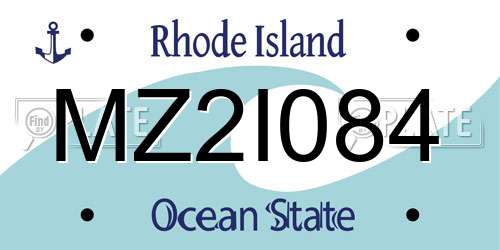 MZ2I084 Rhode Island License Plate