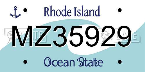 MZ35929 Rhode Island License Plate