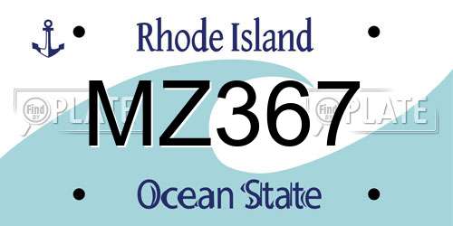 MZ367 Rhode Island License Plate